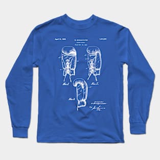 Boxing Gloves Patent - Boxer Trainer Coach Gym Art - Blueprint Long Sleeve T-Shirt